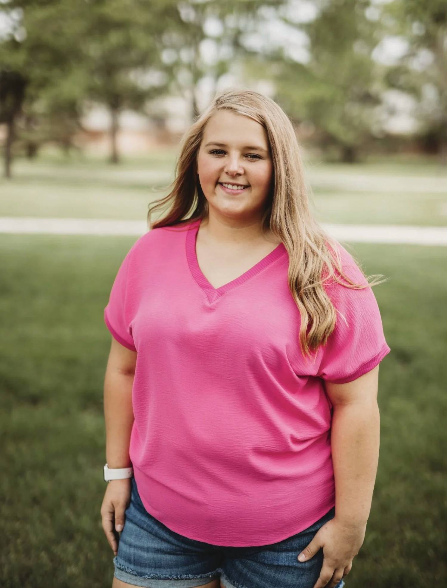 Ivy Popover Ribbed Top - Fuchsia