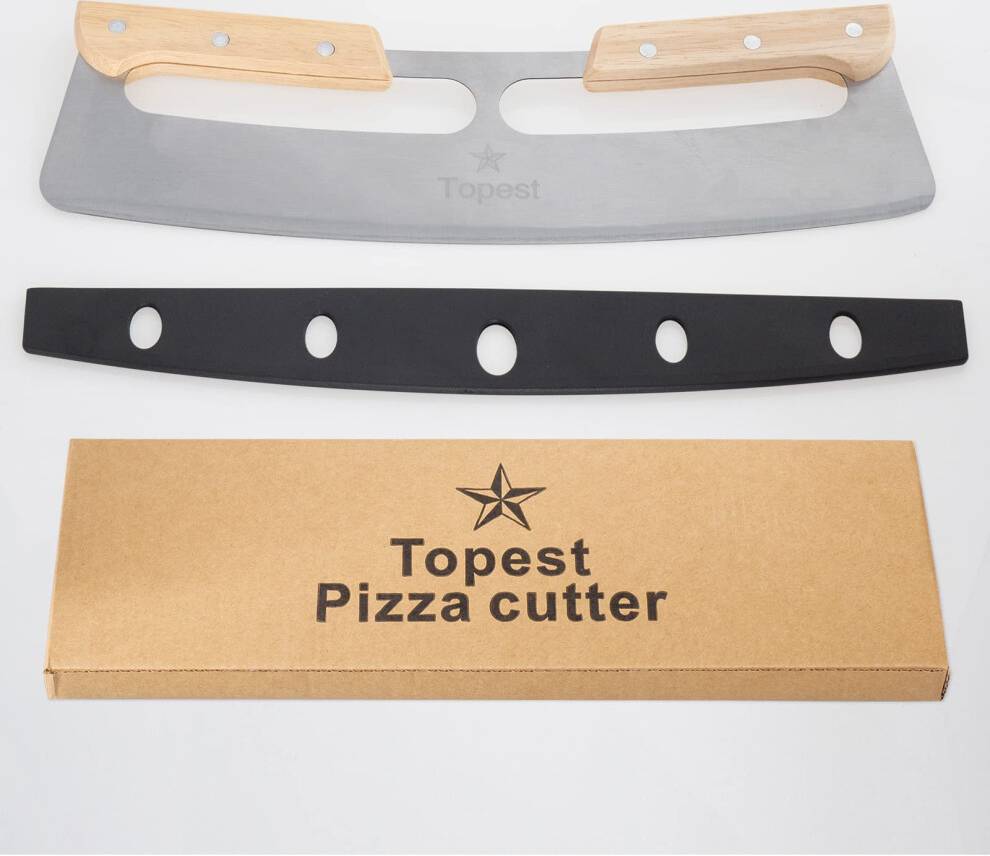 Pizza steel for oven Large Pizza Cutter Rocker 35 cm Wooden Handle