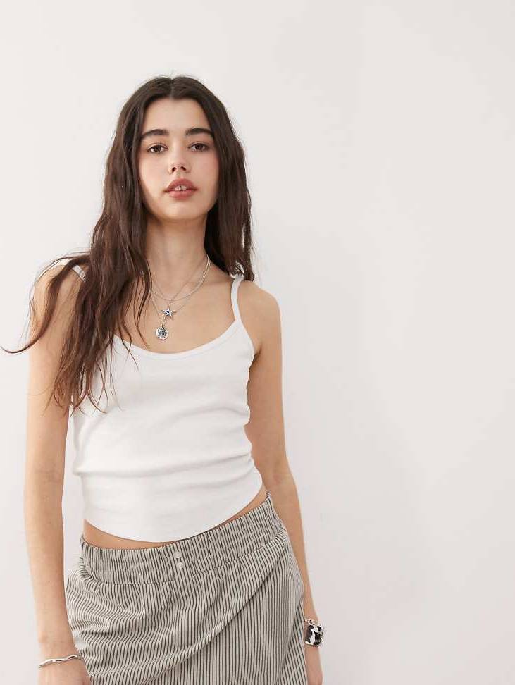 Collusion Rib Cami Top - White