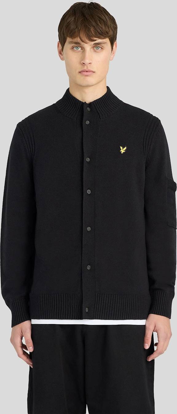 Lyle & Scott Rib Detail Button Cardigan Jet Black