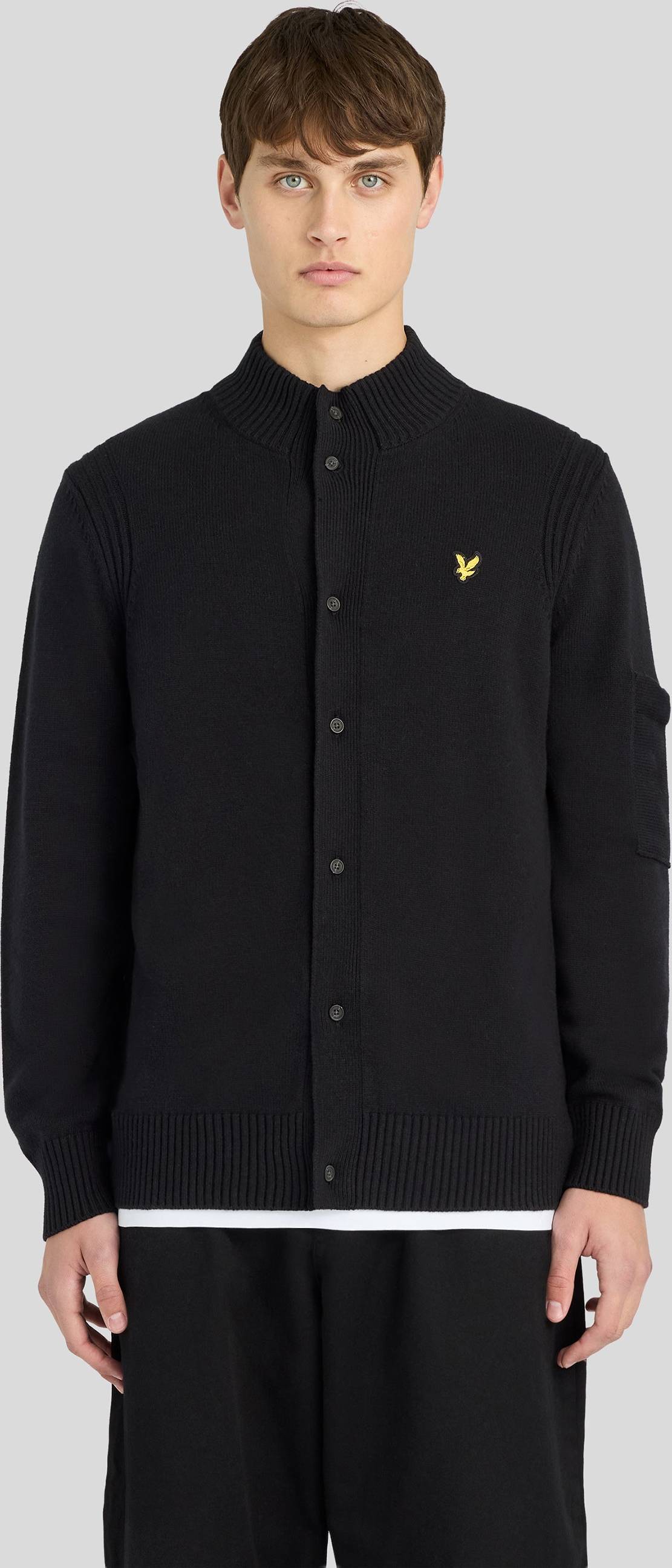 Lyle & Scott Rib Detail Button Cardigan Jet Black
