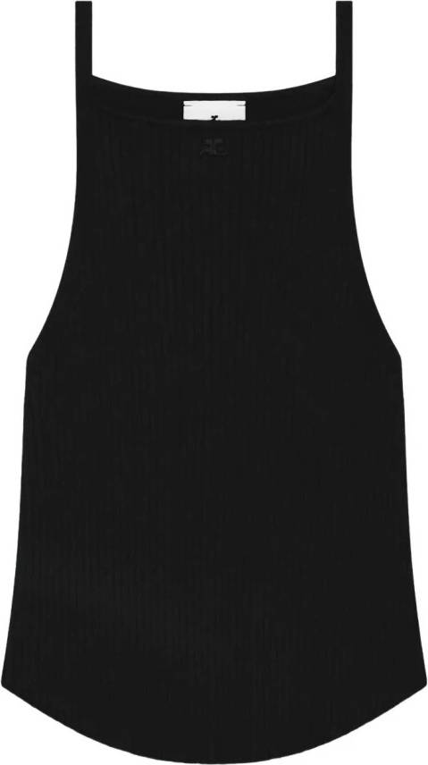 Courrèges Logo Embroidered Ribbed Knit Top Toppar - Polyester