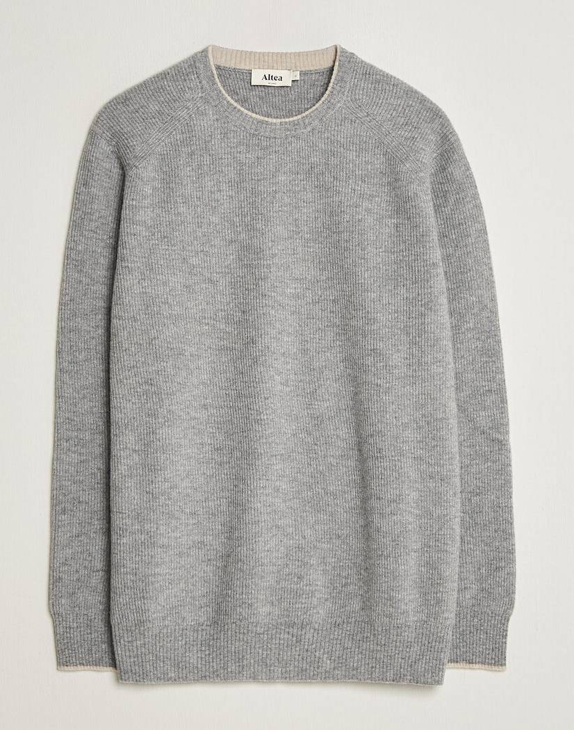 Altea Rib Wool Raglan Sweater - Light Grey