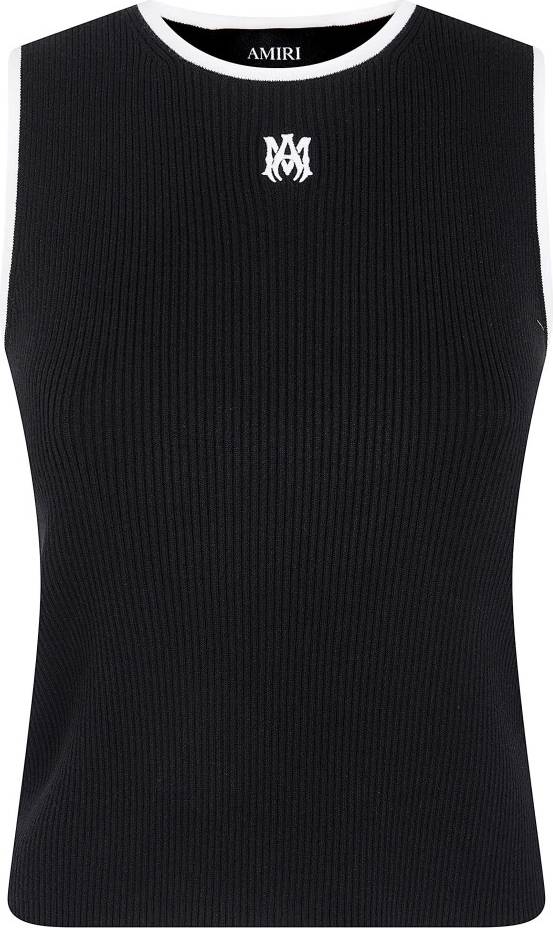 Amiri MA Rib Knit Tank Top Bomuld - Sort