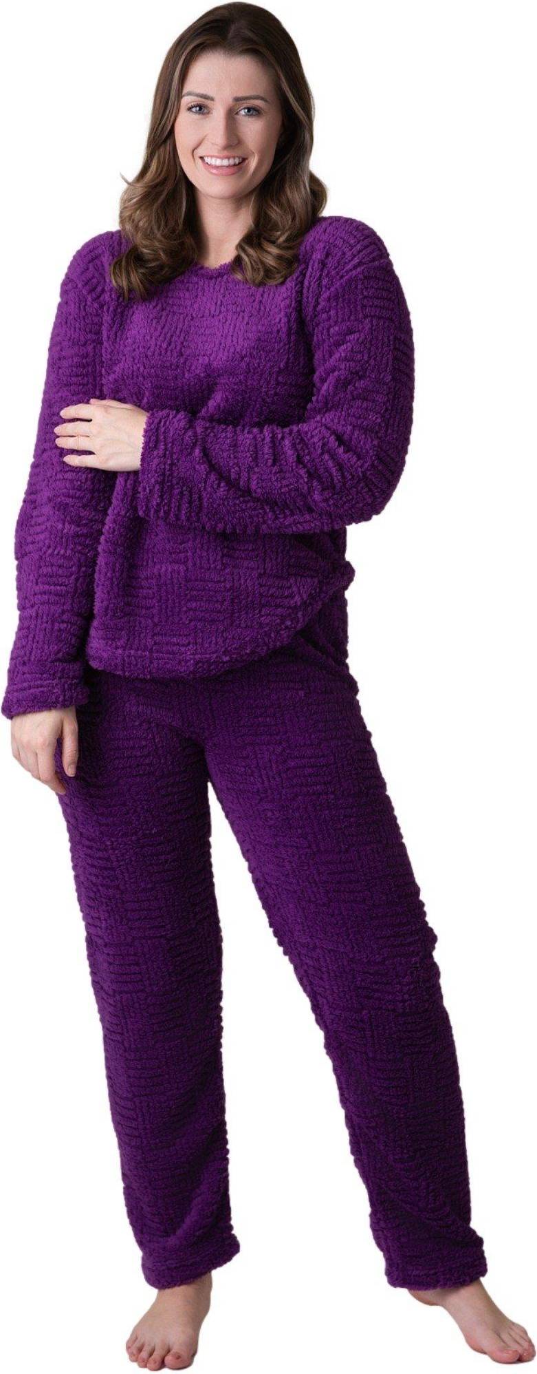 Camille Supersoft Textured Fleece Pyjamas With Woven Pattern Rope Detailing
