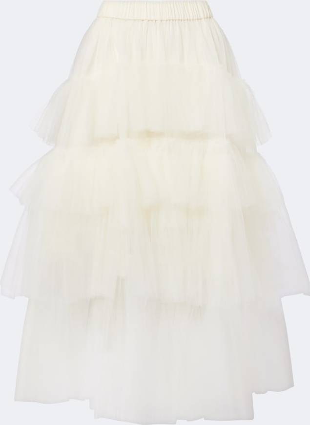 Simone Rocha Ruffled Tulle Midi Skirt - White