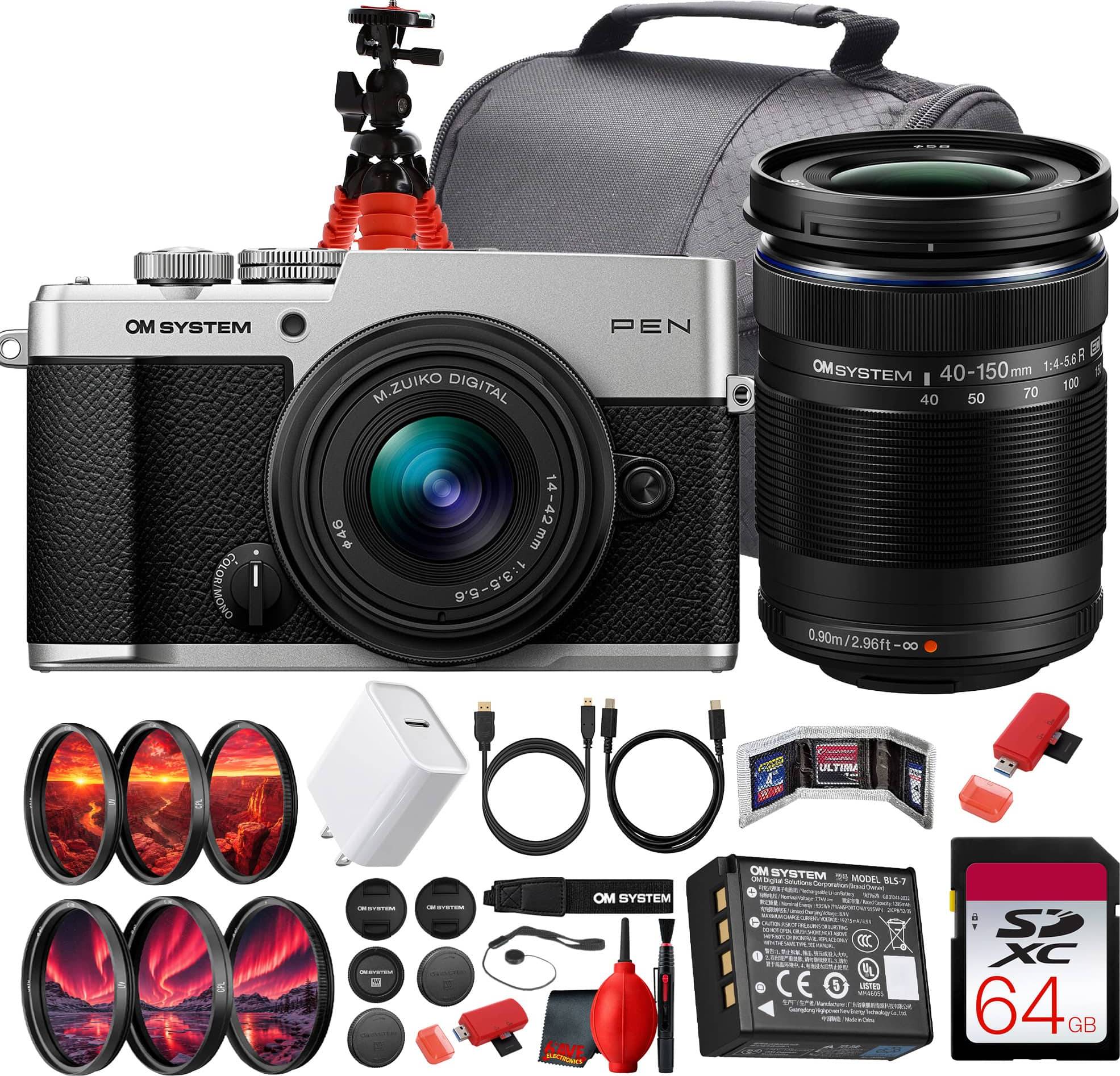 Olympus pen OM SYSTEM PEN Mirrorless Camera Lens Kit Bundle