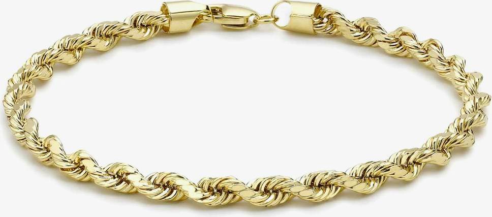 T.H.Baker 9ct Diamond Cut Rope Bracelet 7.5 Inch