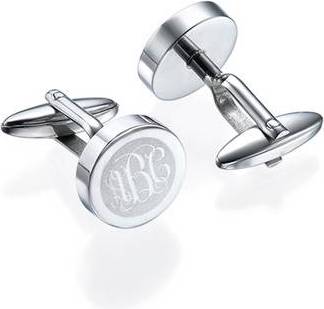 Myka Boutons Manchette Ronds Monogrammés Acier Inoxydable