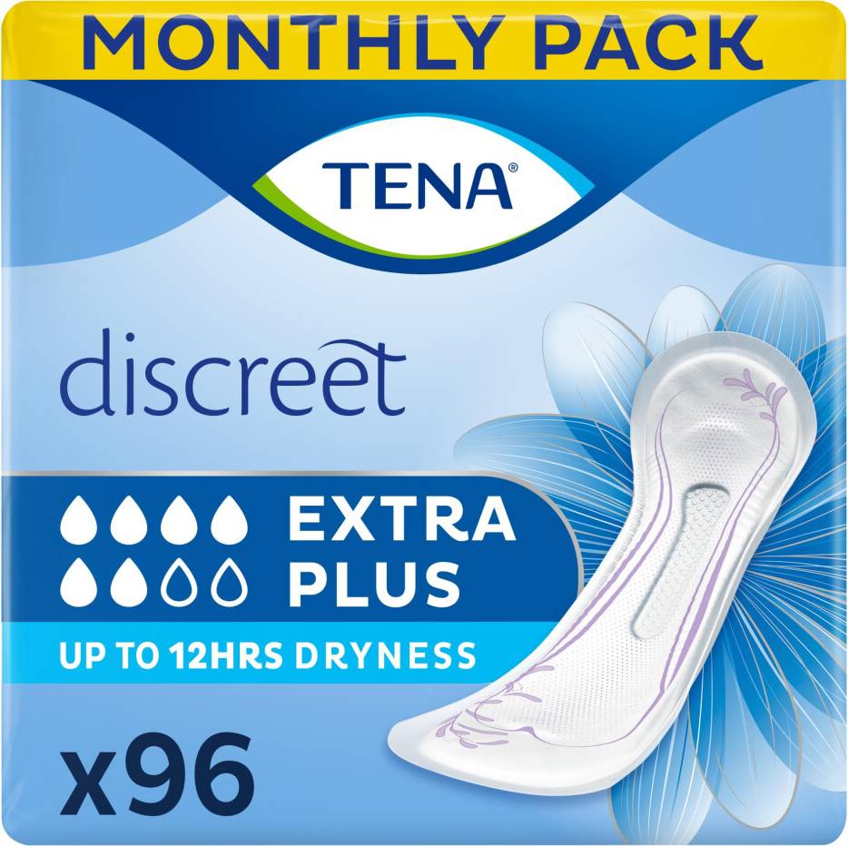 TENA Discreet Extra Plus Incontinence Pads 96 Incontinence Wrapped