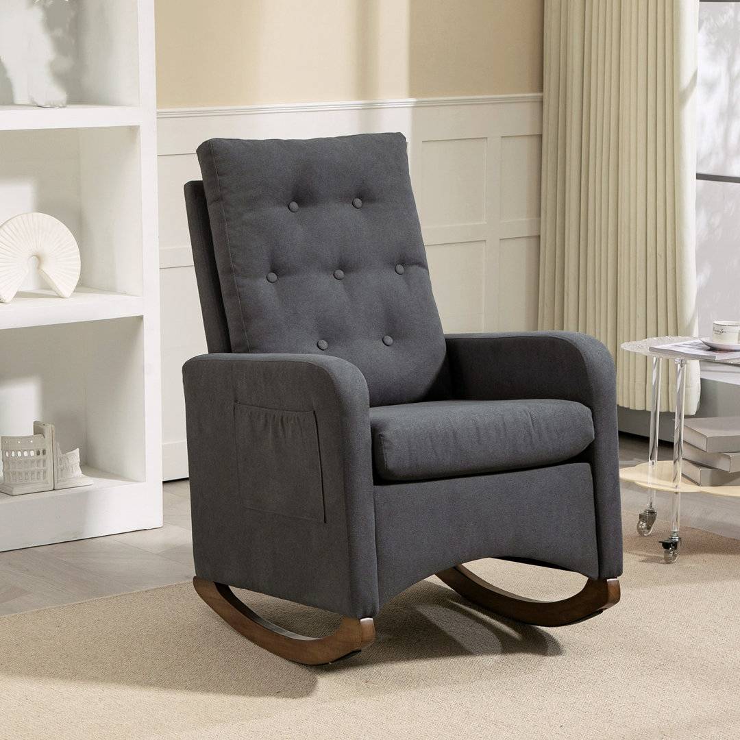 Happy Larry Solid Wood Rocking Chair Grey