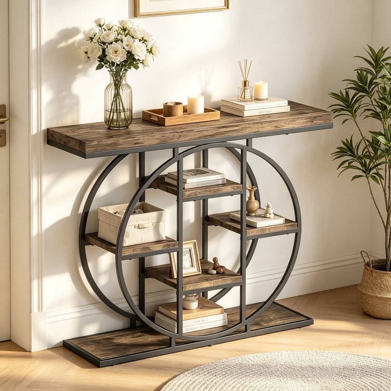 Williston Forge Console Table Rustic Brown Console Table