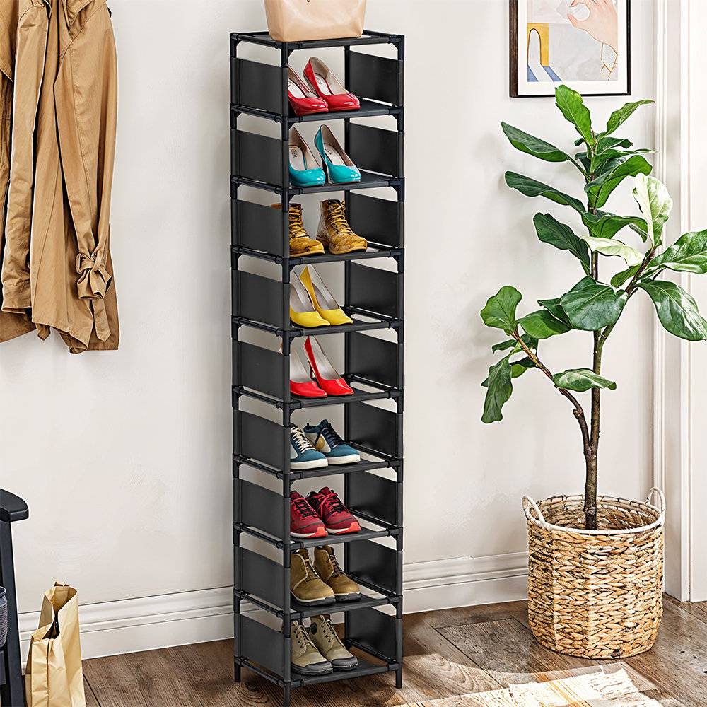 Rebrilliant 9 Pair Shoe Rack Black Shoe Rack 9pcs