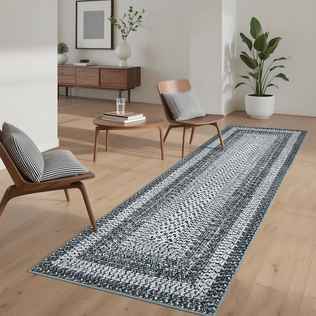 Brambly Cottage Rectangle Geometric Area Rug Blue cm