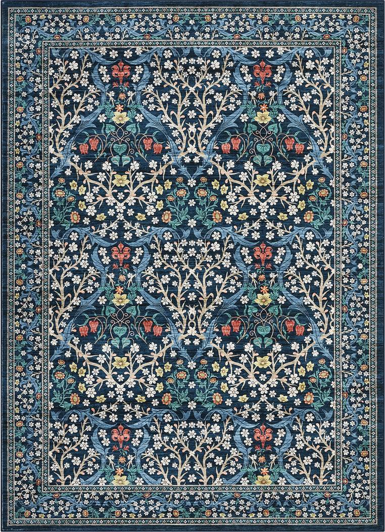 Brambly Cottage Rectangle Floral Area Rug Blue