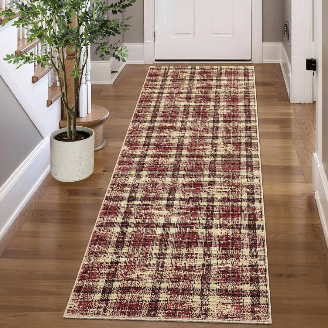 Brambly Cottage Rectangle Striped Area Rug Red cm