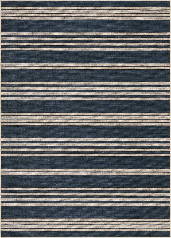 Highland Dunes Rectangle Striped Area Rug Blue cm