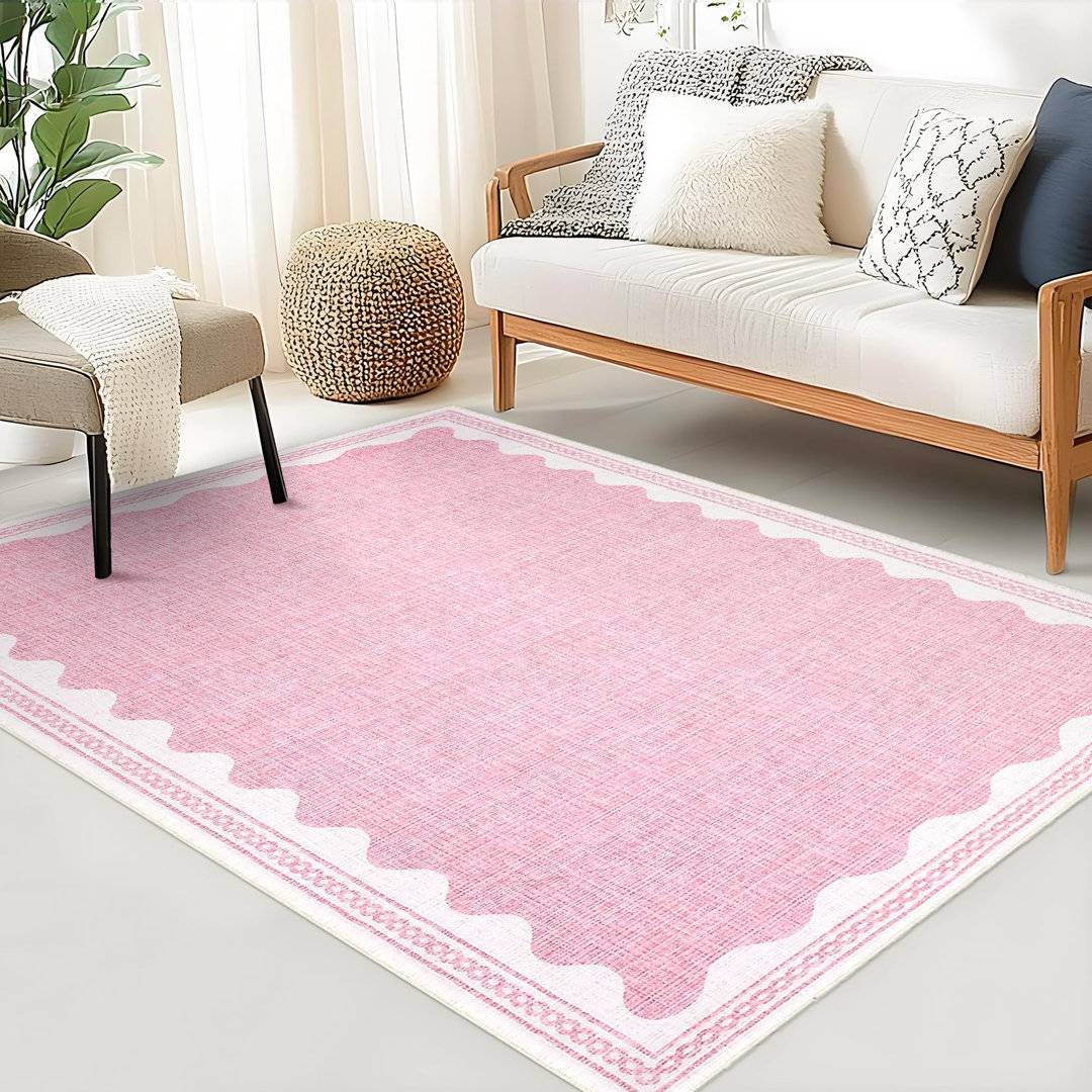 Brayden Studio Rectangle Striped Area Rug Pink