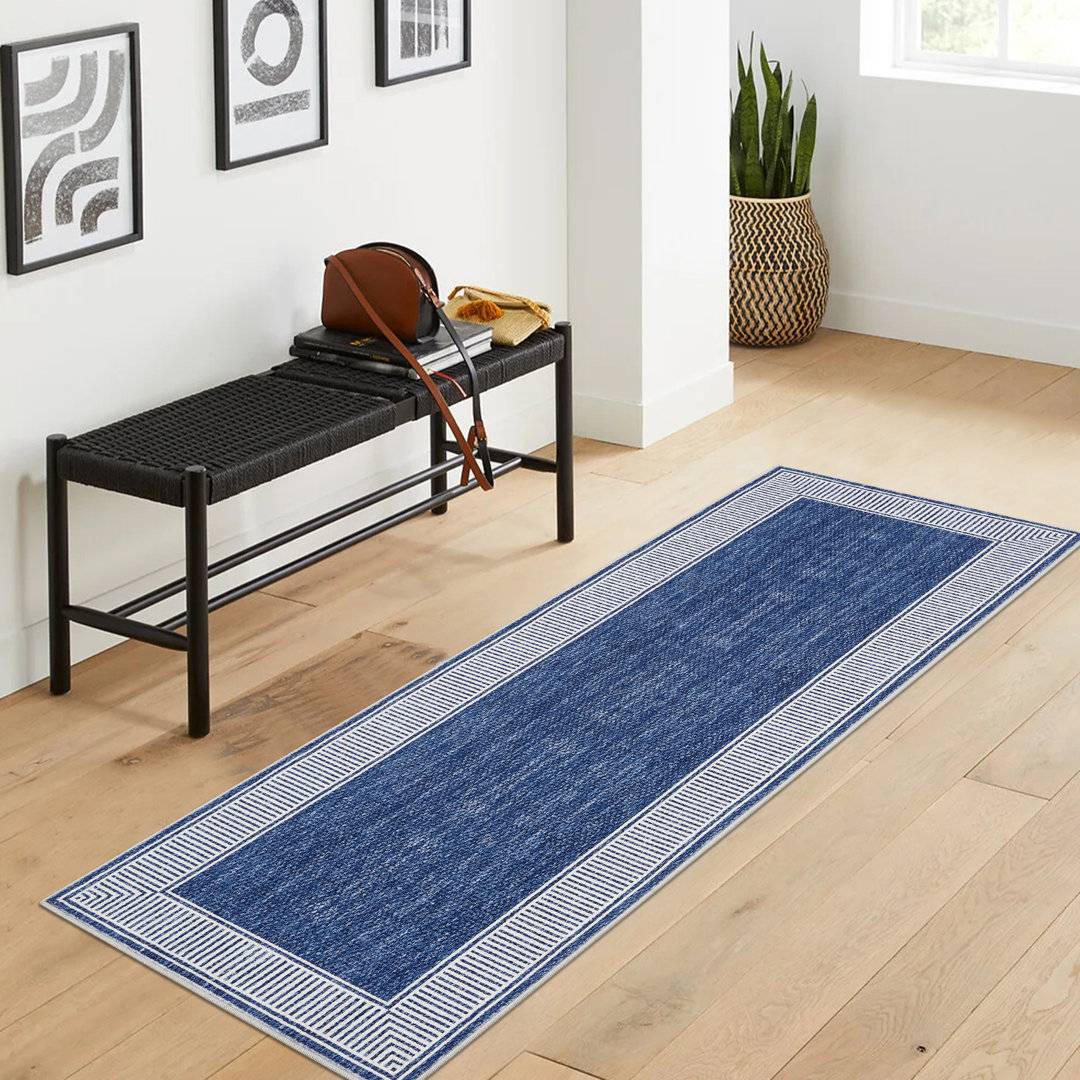 Brayden Studio Striped Area Rug Blue cm