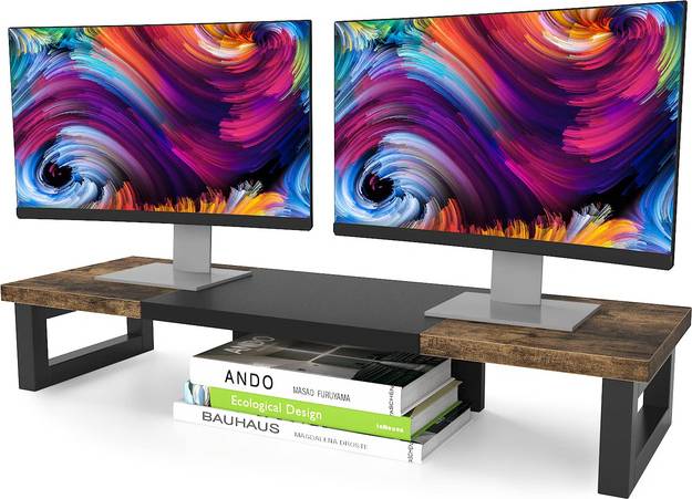 Monitor stand wood Viewsonic Dual Monitor Stand Riser Wood Steel