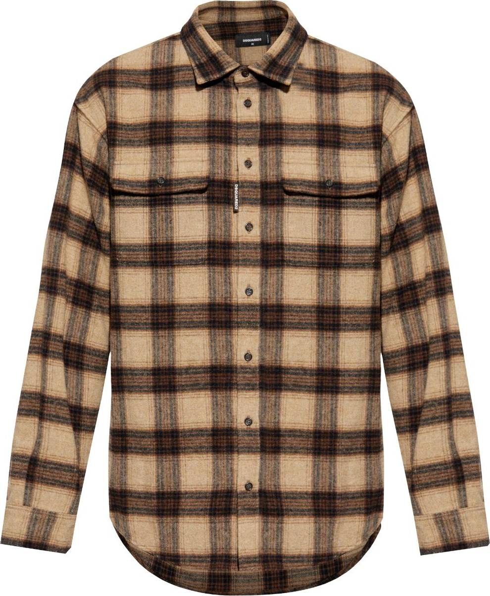 DSquared2 Rutig Skjorta Herr Polyester Fibrer Ull - Brun