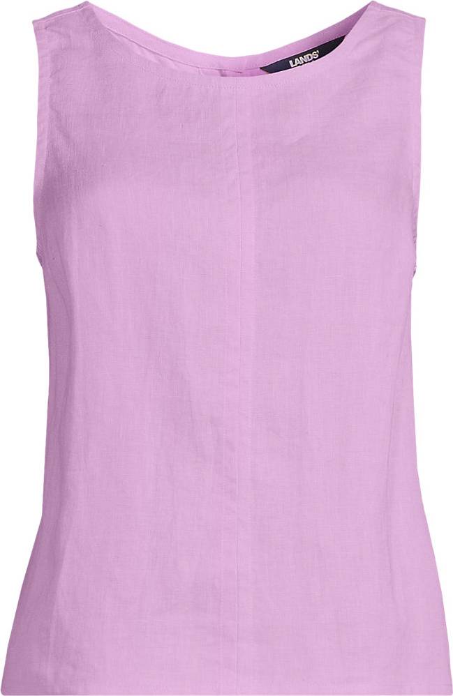 Lands' End Premium Pure Linen Button Back Shell Top - Purple