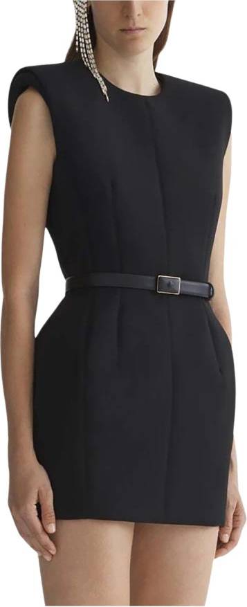 MUGLER Padded Shoulder Mini Dress - Sort