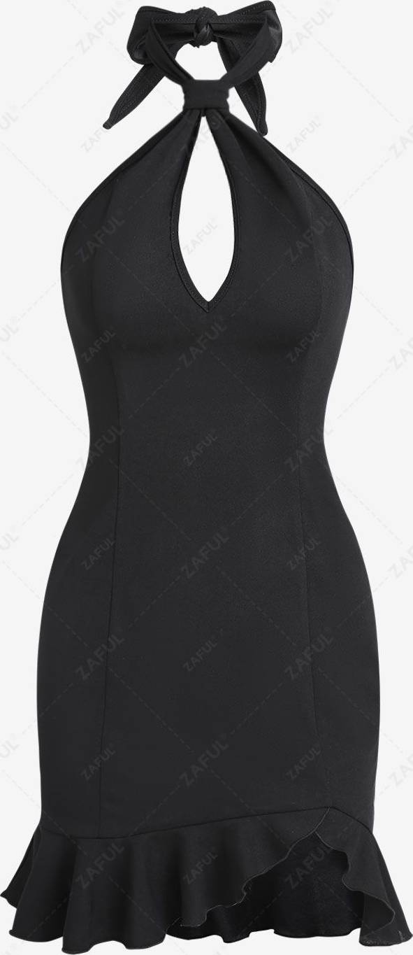 Zaful Neckholder Minikleid Mit Offenem Rücken Und Rüschen