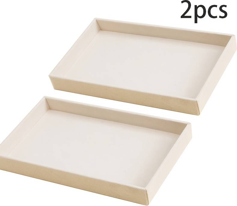 Temu Stackable Jewelry Tray Set Velvet Drawer-style Beige Rectangular Design