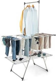 Foldable clothes drying rack Sugift Foldable Clothes Drying Rack Adjustable Hanging Bar - Grey