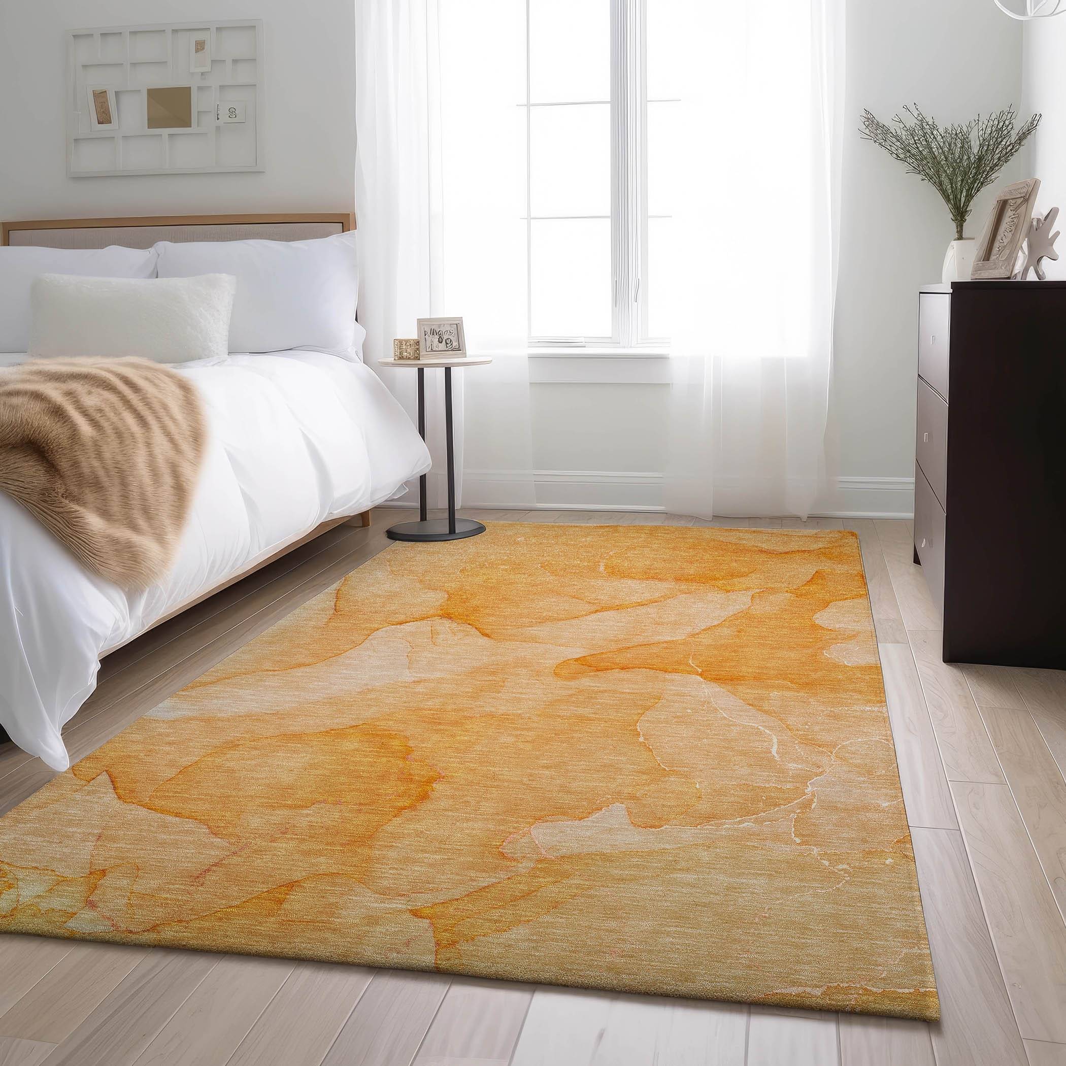 Addison Rugs Premium Washable Super Soft Abstract Contemporary Mayfield Rug Orange