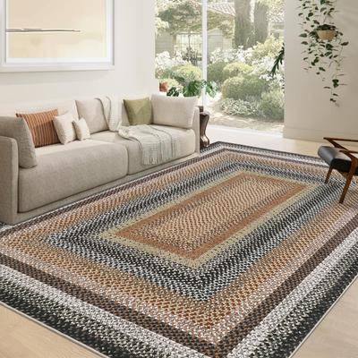 Garvee Farmhouse Braided Printed Washable Rug