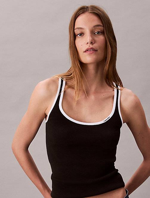 Calvin Klein Contrast Trim Ribbed Tank Top