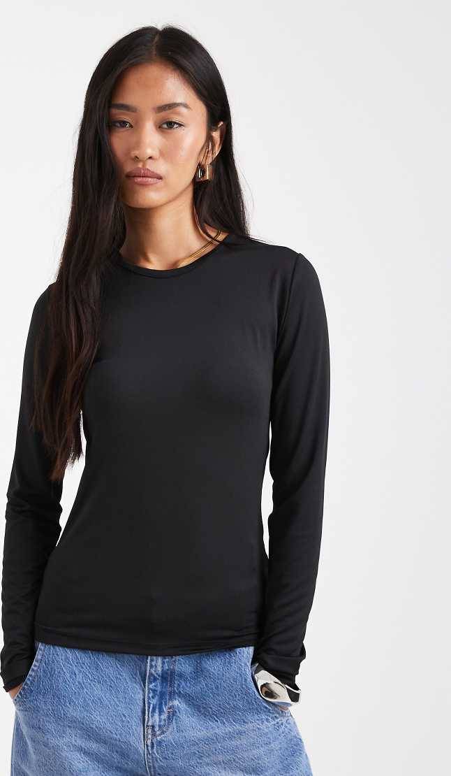 Threadbare Sort Langærmet Overdel Jersey Rund Hals