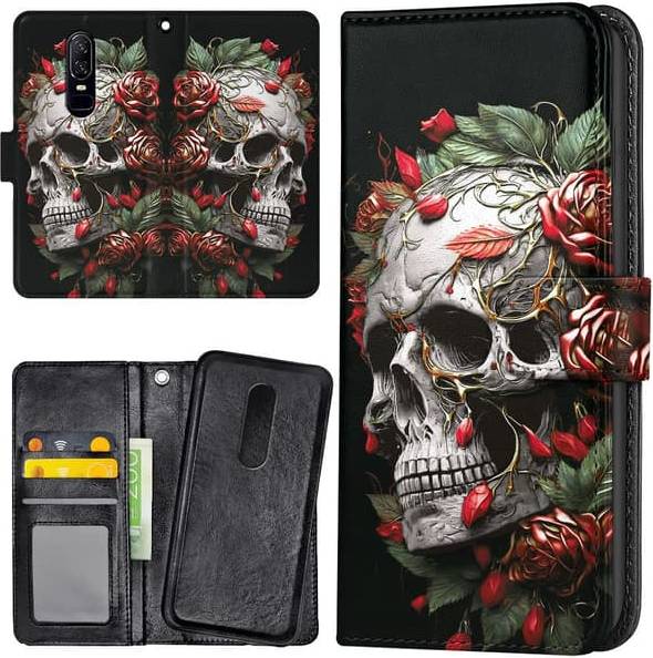 OnePlus 7 Plånboksfodral Skull Roses