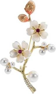 Plum Flower Shaped Accessory Shell Brooch