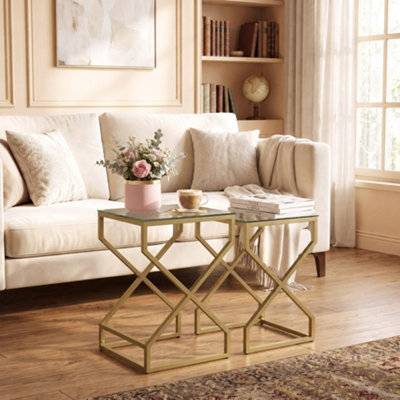 Nest of tables Homcom Nest Of Tables Side Table Set Of 2 Nesting Table 2pcs