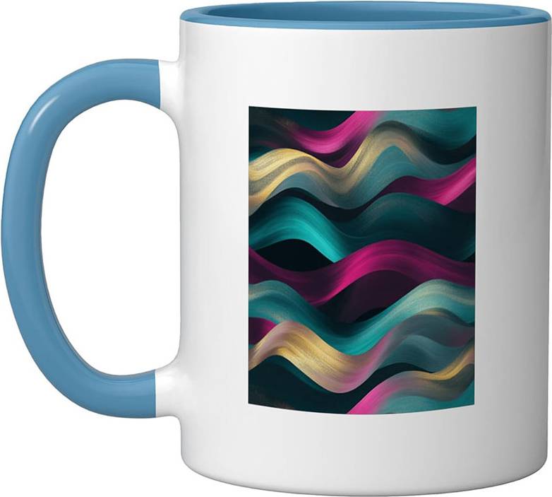 Dynamic Abstract Wave Pattern Ceramic Mug 11oz Blue