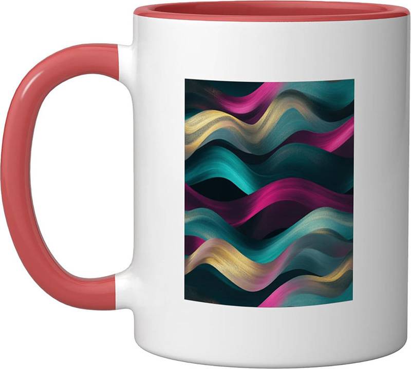 Dynamic Abstract Wave Pattern Ceramic Mug 11oz Red