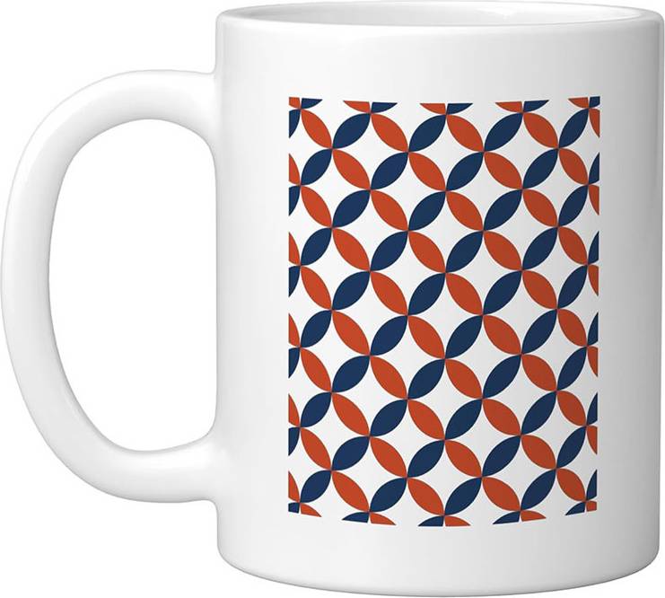 Abstract Geometric Repeating Pattern Ceramic Mug 11oz White