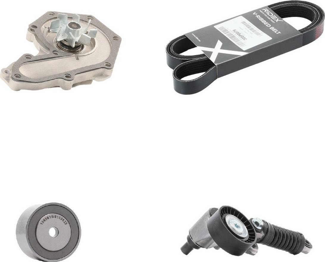 Ridex Water Pump V-Ribbed Belt Kit