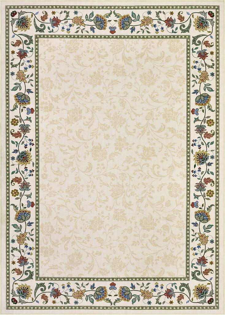 Brambly Cottage Rectangle Floral Area Rug Beige