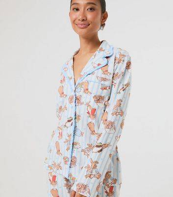 Plus Size White Peter Rabbit Pyjama Set Scrunchie Curves