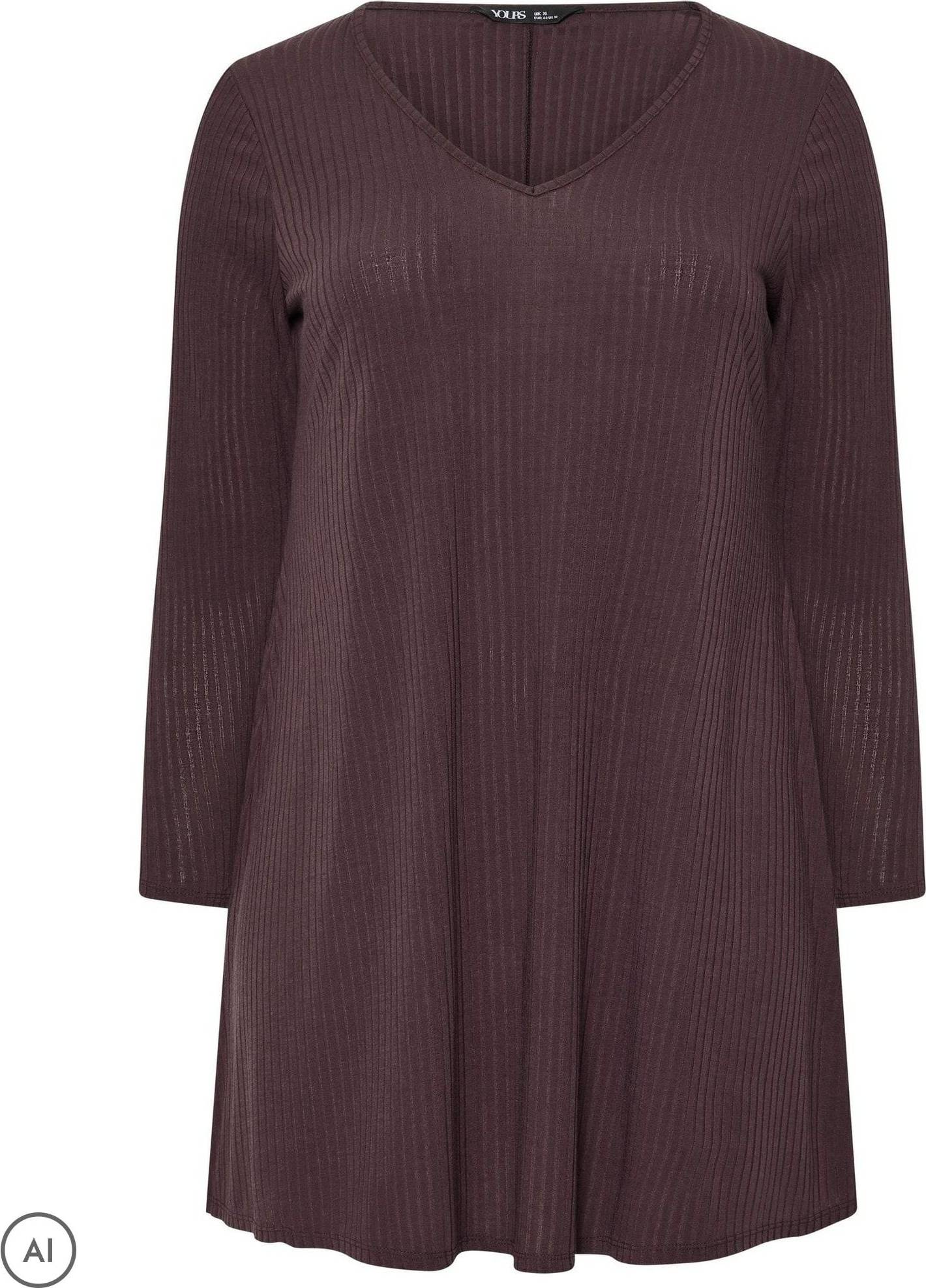 Yours Ribbed Mini Dress - Purple