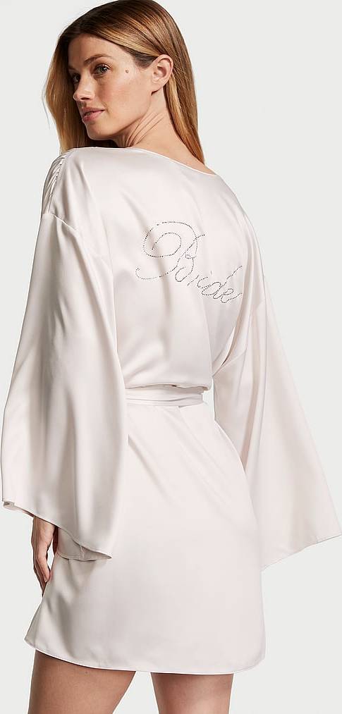 Victoria's Secret Bride Embellished Satin Short Robe