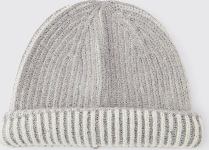 Contrast Ribbed Beanie - Grey