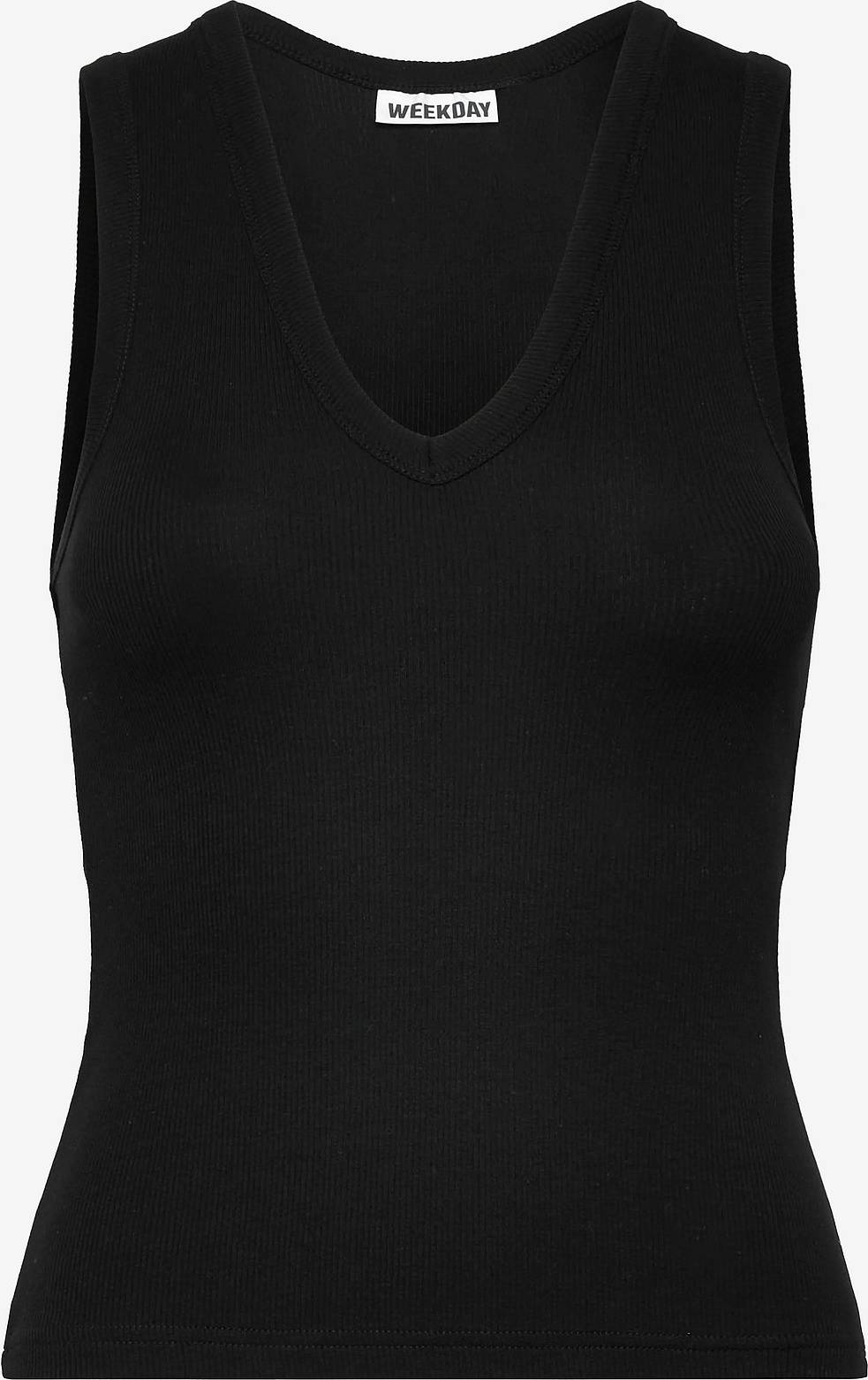 Weekday Ribbed V-Neck Tank Top - Black
