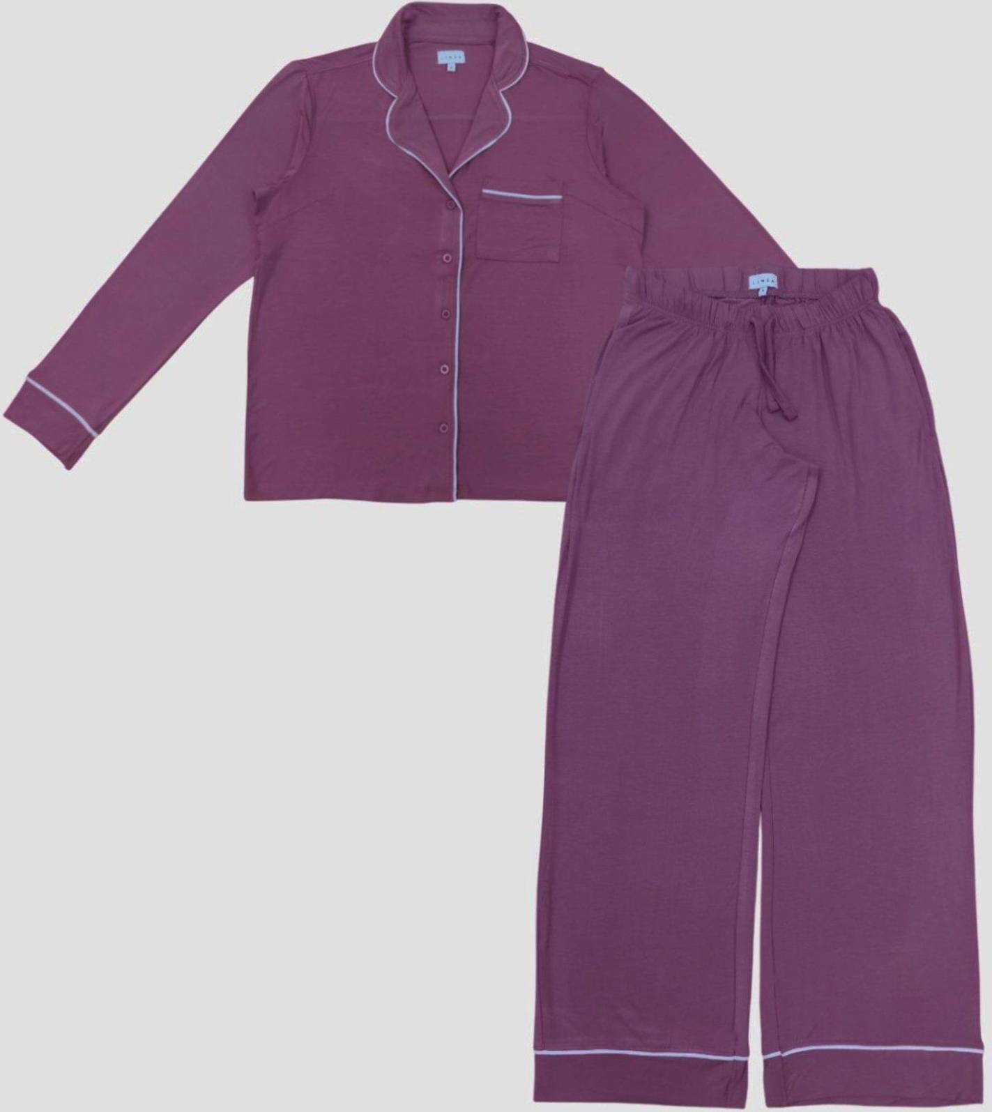Modal Long Sleeve Button-Through Pyjama Set - Rose