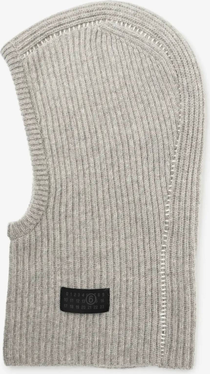 MM6 Ribbed Wool Balaclava - Light Grey
