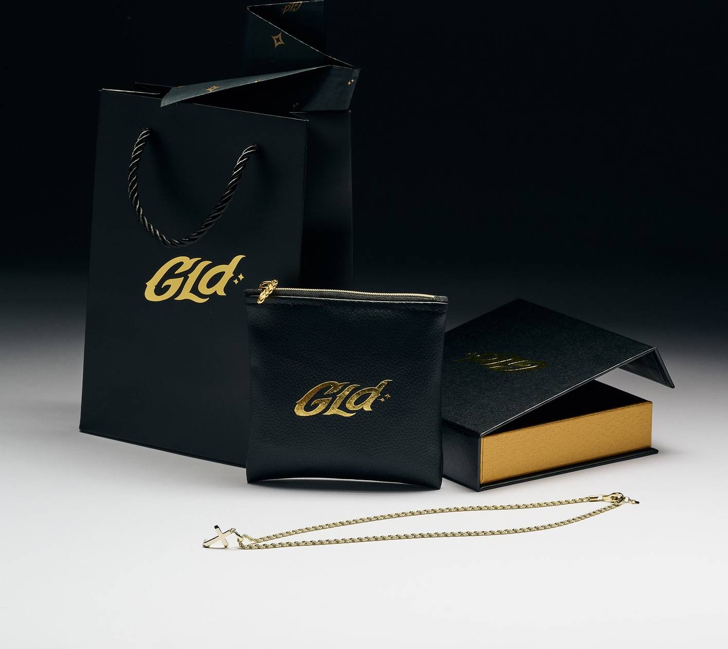 Rope Chain Simple Micro Cross Gift Bundle - Yellow Gold